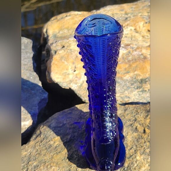 Vintage Handmade Cobalt Blue Ladies Glass Boot - Picture 11 of 11